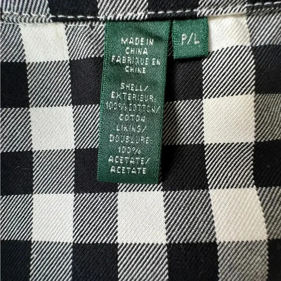 LAUREN RALPH LAUREN NWOT BLACK & WHITE GINGHAM TRENCH COAT | PETITE LARGE - Picture 11 of 12